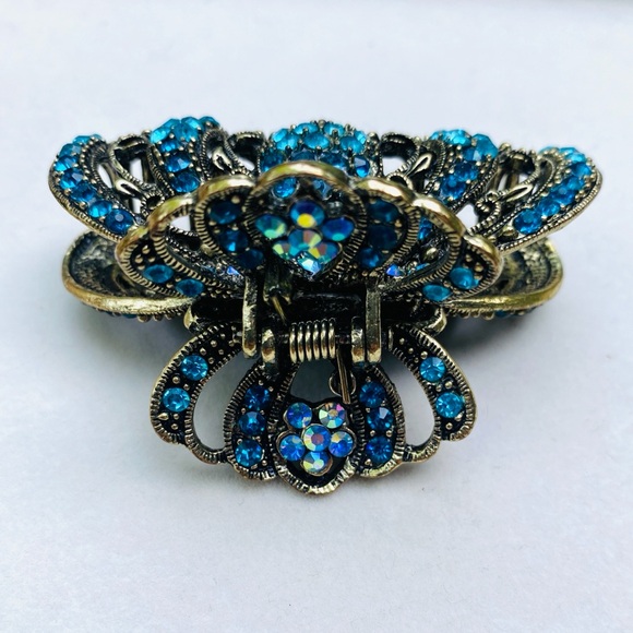 Pair of Vintage-Style Bejeweled Hair Claw Clips NWOT - Picture 8 of 11